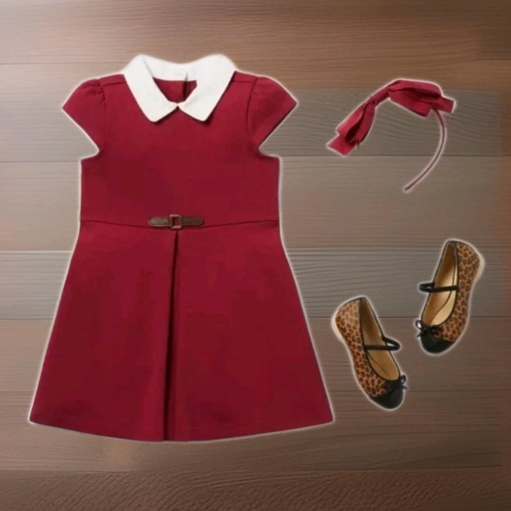 NWOT Janie and Jack Dainty Berry Ponte Collared Dress w/ Diaper Cover – 12–18M